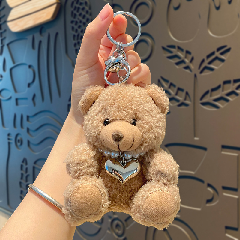 Plush Trendy Cool Bear Keychain Doll: Cute Backpack Charm & Cartoon Figurine