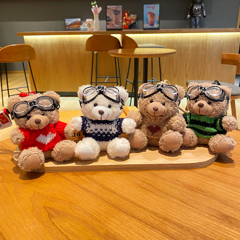 Plush Trendy Cool Bear Keychain Doll: Cute Backpack Charm & Cartoon Figurine