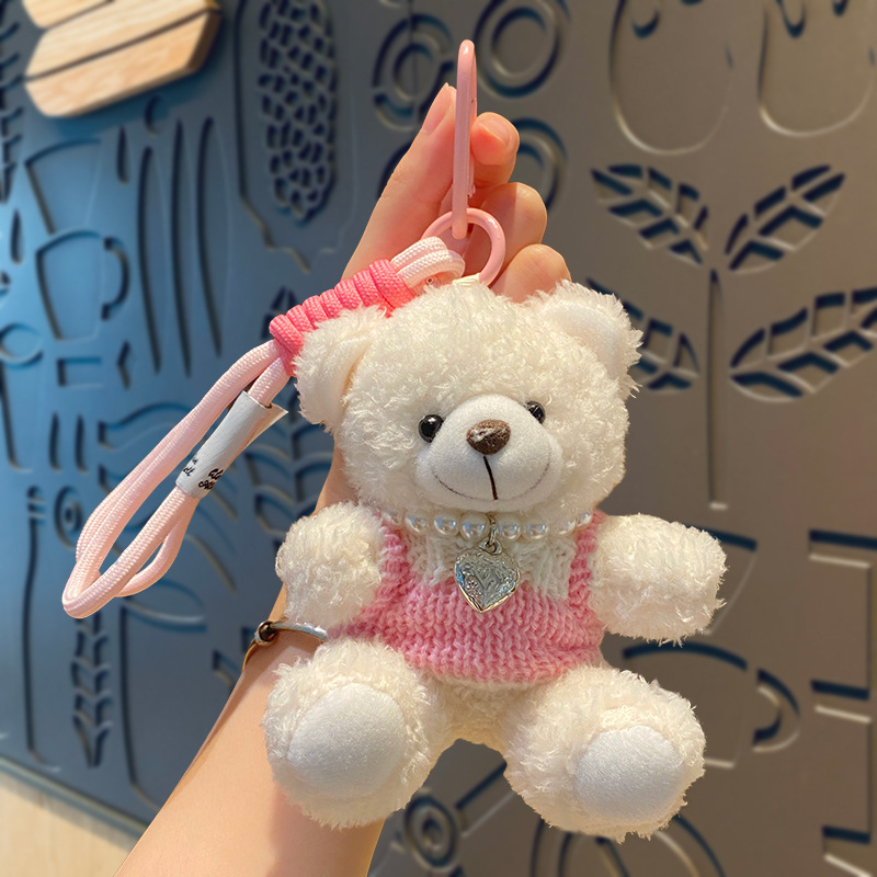 Plush Trendy Cool Bear Keychain Doll: Cute Backpack Charm & Cartoon Figurine