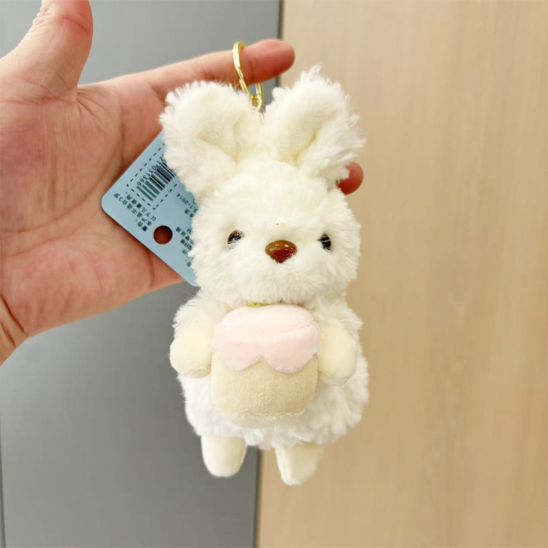 Cute Rabbit Keychain: Plush Doll, Creamy Cartoon Charm & Backpack/Bag Pendant