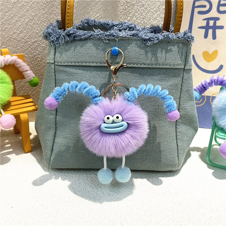 Cartoon Keychain: Cute Plush Doll with Sausage Lips, Backpack Charm & Key Ring