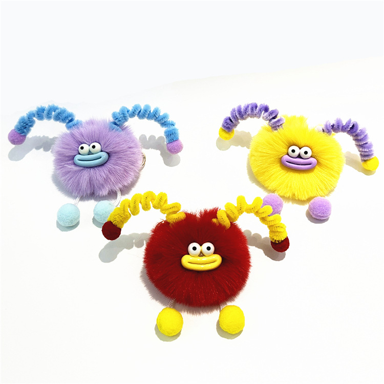 Cartoon Keychain: Cute Plush Doll with Sausage Lips, Backpack Charm & Key Ring