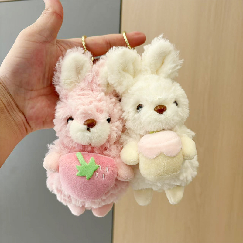 Cute Rabbit Keychain: Plush Doll, Creamy Cartoon Charm & Backpack/Bag Pendant