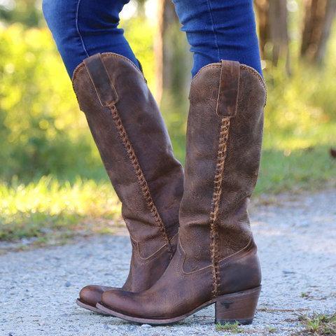 Vintage Cowgirl Boots Holiday Slip On Long Boots
