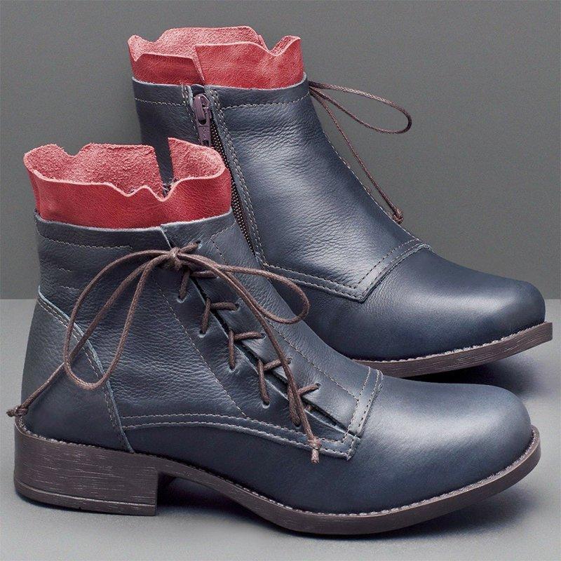 Lace-Up Low Heel Fashion Ankle Boots