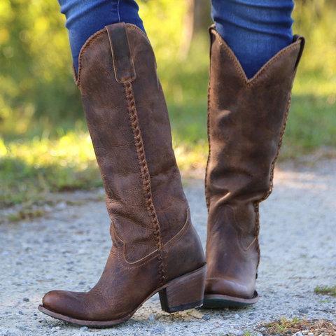Vintage Cowgirl Boots Holiday Slip On Long Boots
