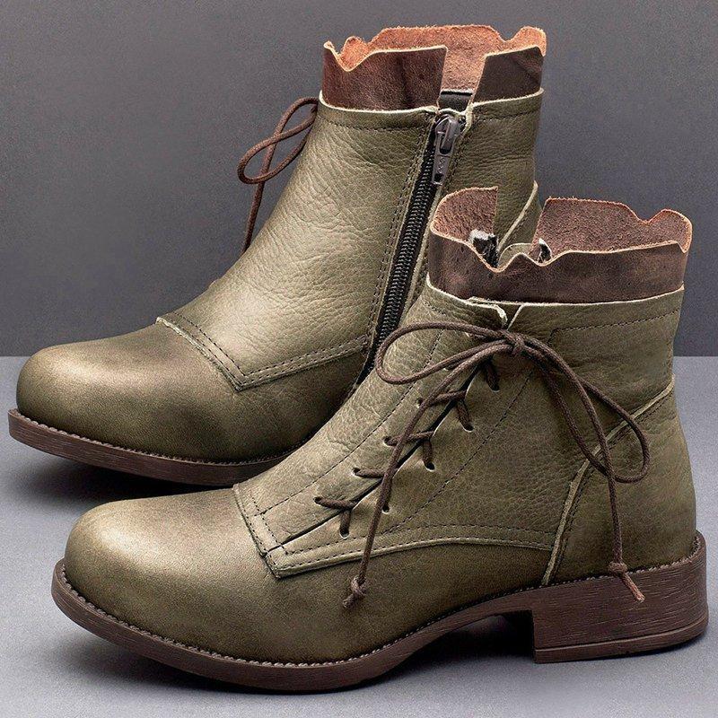Lace-Up Low Heel Fashion Ankle Boots
