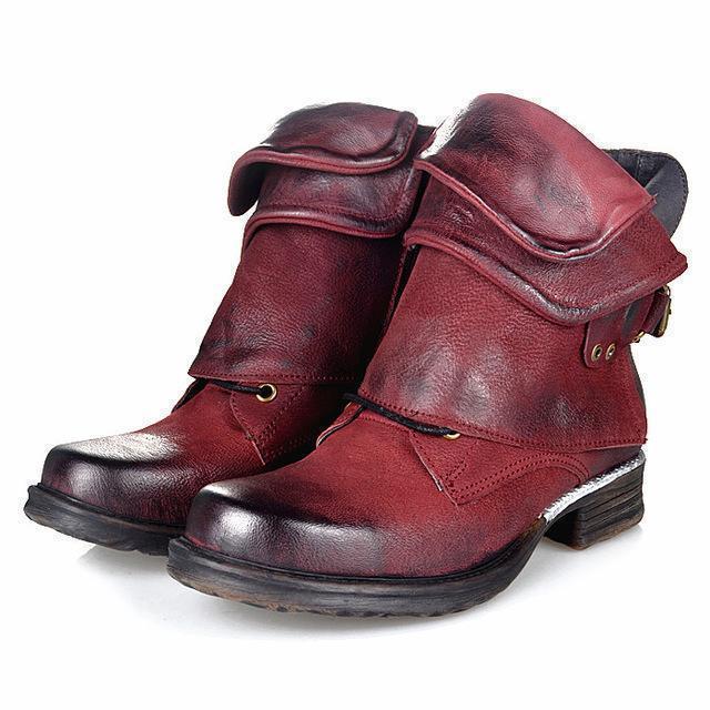 Woman Winter Horse Riding Boots Vintage Combat Punk Ankle Shoes