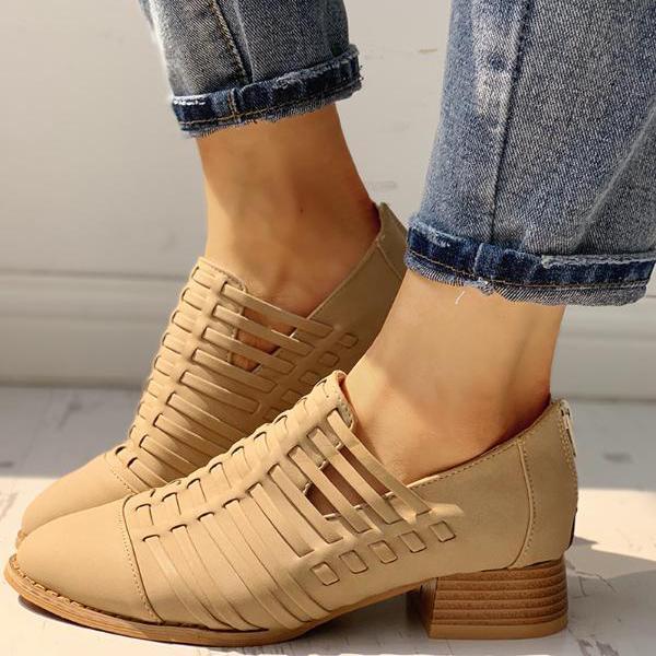 Fashion Pointed Toe Hollow-Out Boots