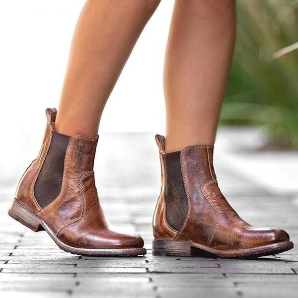 Women's Vintage Ankle Slip-on Short Boots