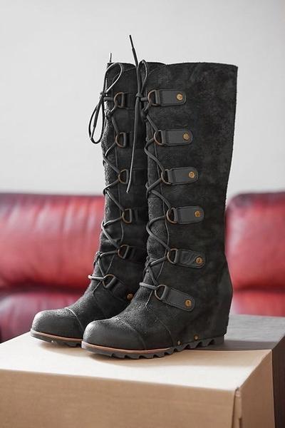 Plain Round Toe Date Outdoor Knee High Flat Boots