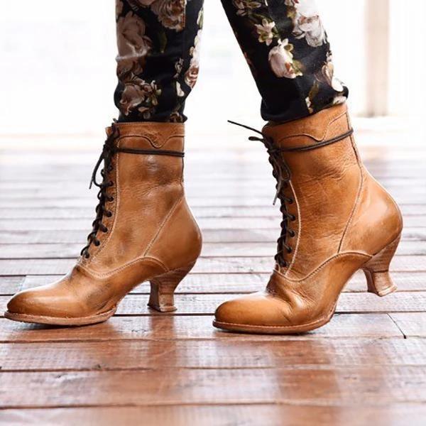 Lace-Up Winter Low Heel Women Boots