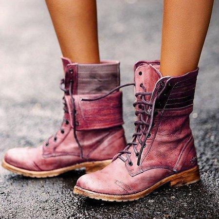 Winter New European and American Fashion Round Head Low Heel Cross Strap Women's Martin Boots