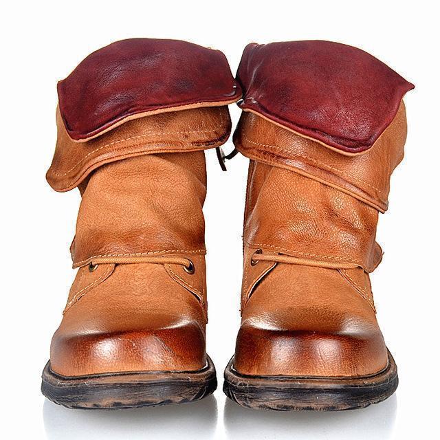 Woman Winter Horse Riding Boots Vintage Combat Punk Ankle Shoes