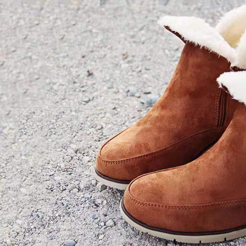 Round Toe Zipper Wedge Snow Boots