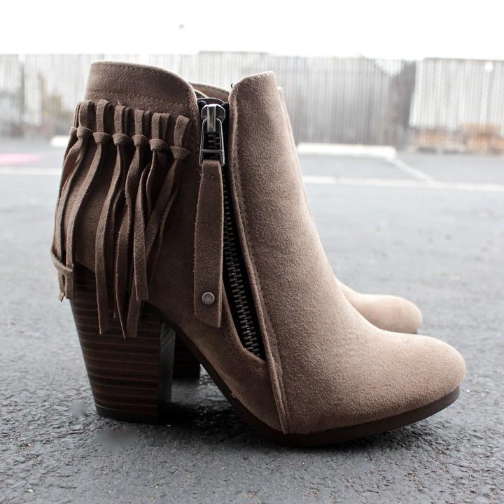 Boho Fringe Ankle Booties Winter boots