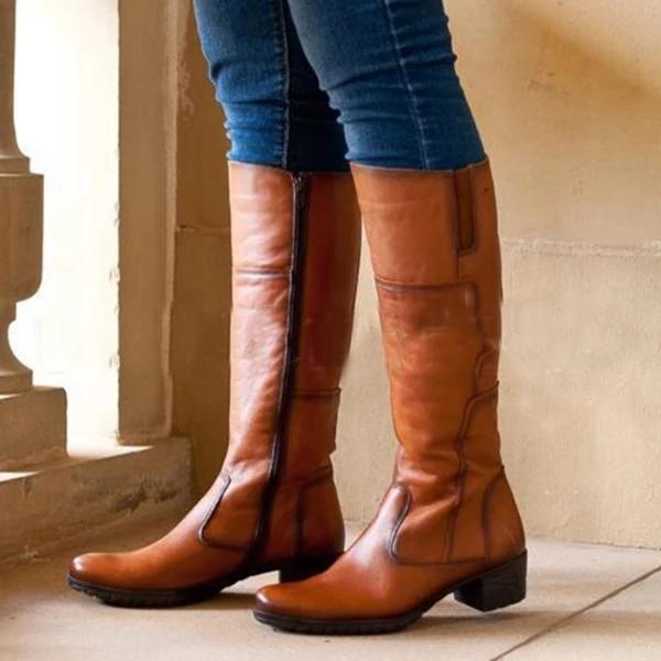 Vintage Winter Zipper Knee High Boots