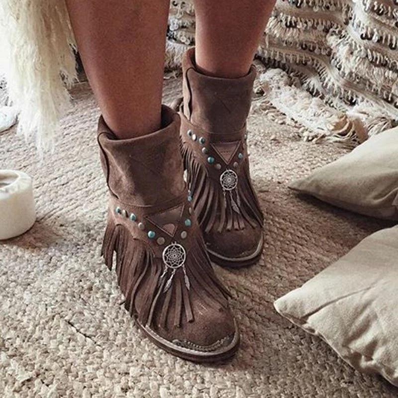 Retro Rivet Chunky Heel Boots