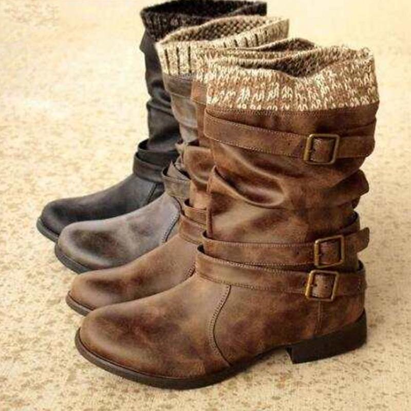 Mid-Calf Round Head Martin Boots