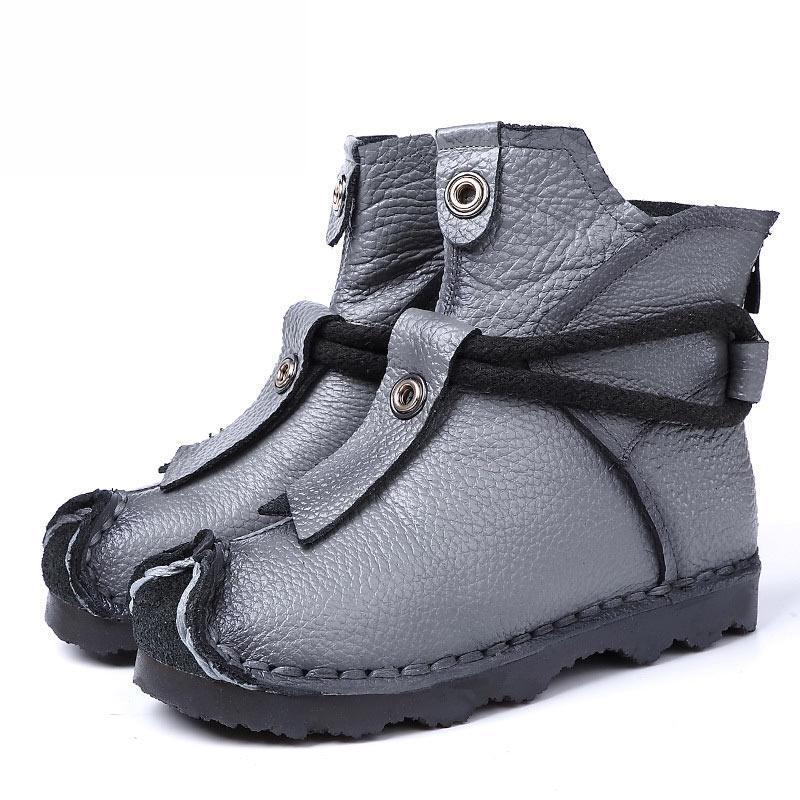 Women Genuine Leather High Quality Fashion Short Flats Ankle Boots