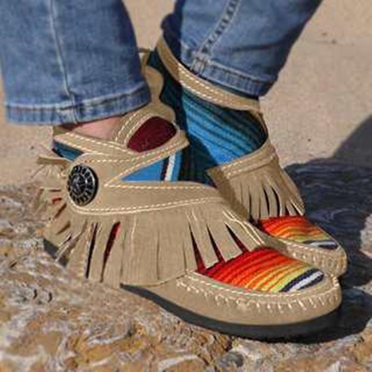 Color Matching Tassels Hook and Loop Martin Boots Plus Size Short Boots Women