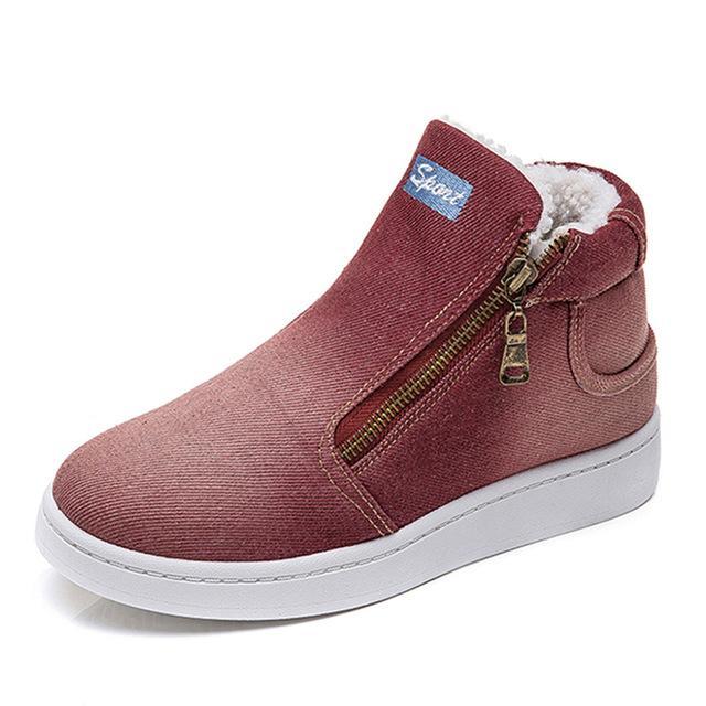Women Denim Jeans Boots Fleece Push Snow Boots Flat Casual Shoes
