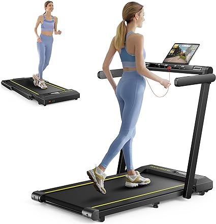 2 In 1 Home Folding Treadmill, Dual LED Screen. - sofa