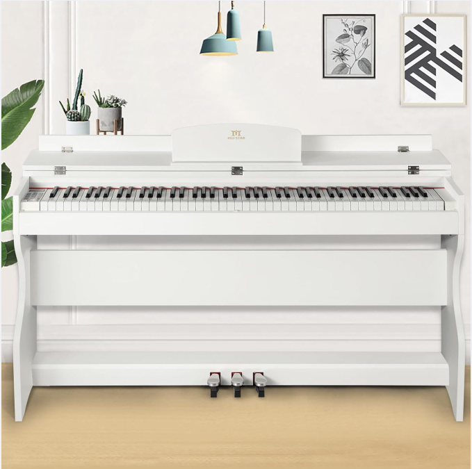 MUSTAR Digital Piano 88 Weighted Keys, Ful!Size 88 Key Piano Keyboard Semi Weighted,Home Electric Piano with Furniture Stand andTriple Pedal, Music Stand, USB MID!