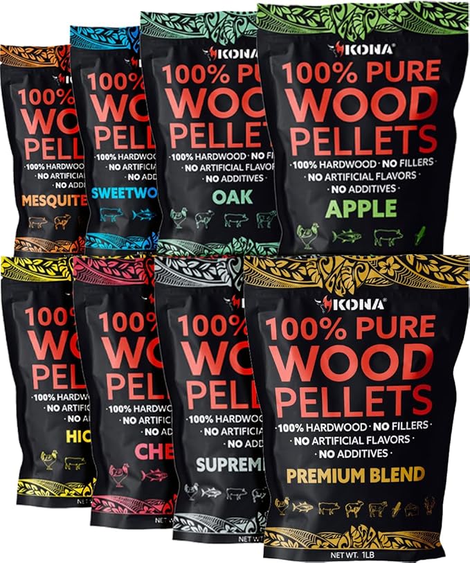 Wood Pellets All Variety Pack, Intended for Woodfire Outdoor Grill, Wood Fire Oven & Smoker（20 lb. Bag）