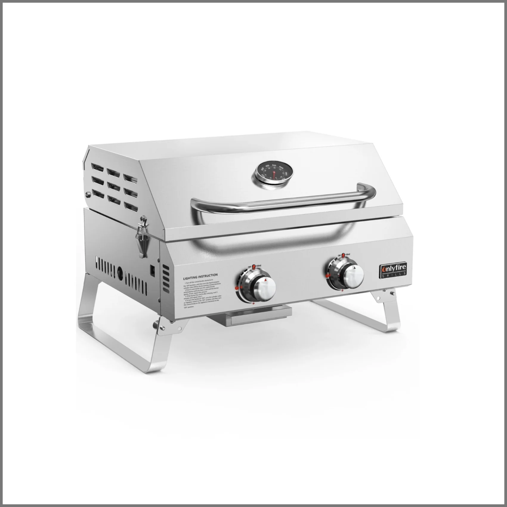 Onlyfire Tabletop Gas Grill 2 Burners, 20