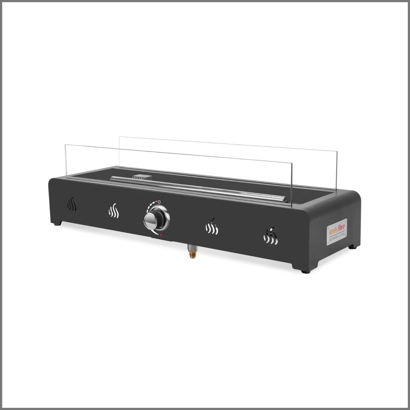 Onlyfire 28'' Tabletop Fire Pit Table with Glass Wind Guard and Fire Glass