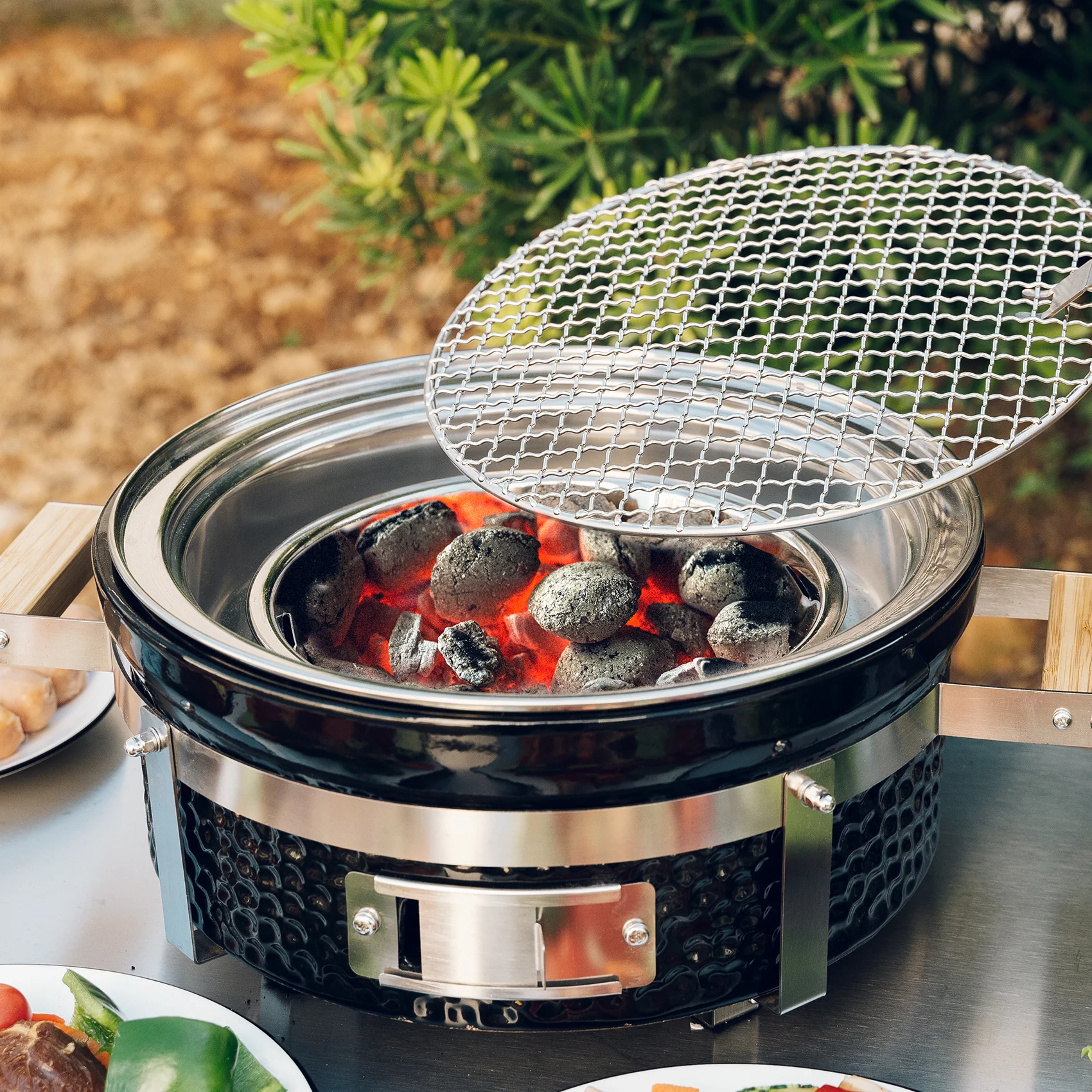 Onlyfire Tabletop Charcoal Barbecue Grill, 14 Inch Round