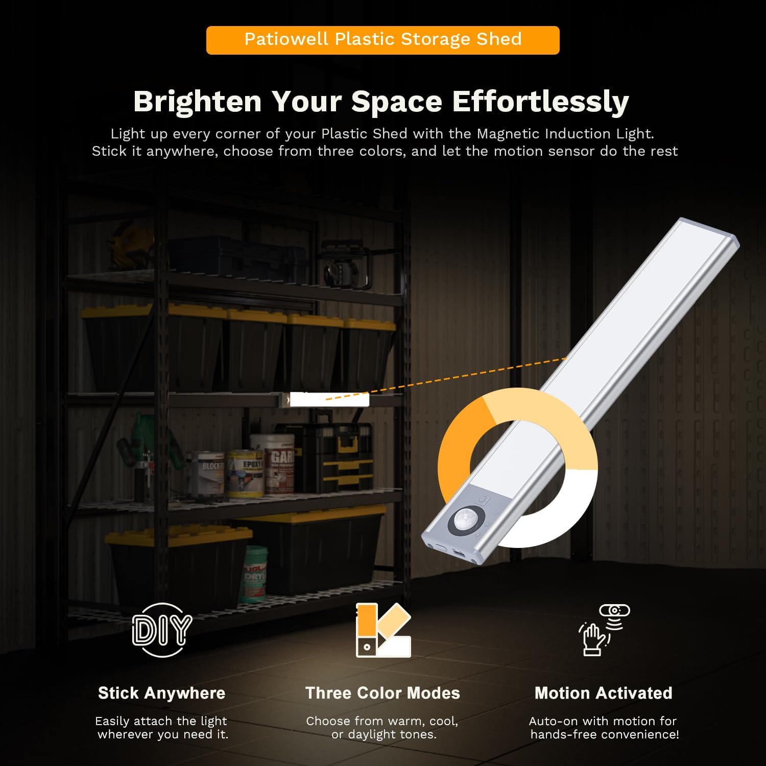 Patiowell 8 x 6 FT Plastic Outdoor Storage Shed with Floor, Resin Shed with Window and Lockable Door for Garden, Backyard, Tool Storage Use, Easy to Install in Beige (Kick-it Shed)