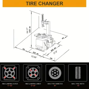 1.5 HP Tire Changer Wheel Changers Machine Rim Clamp 38