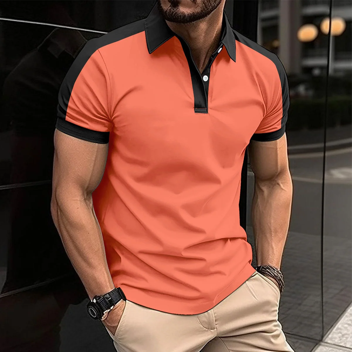 Lapel Fashion Large Size Twill Cotton Men's T-shirt POLO Shirt