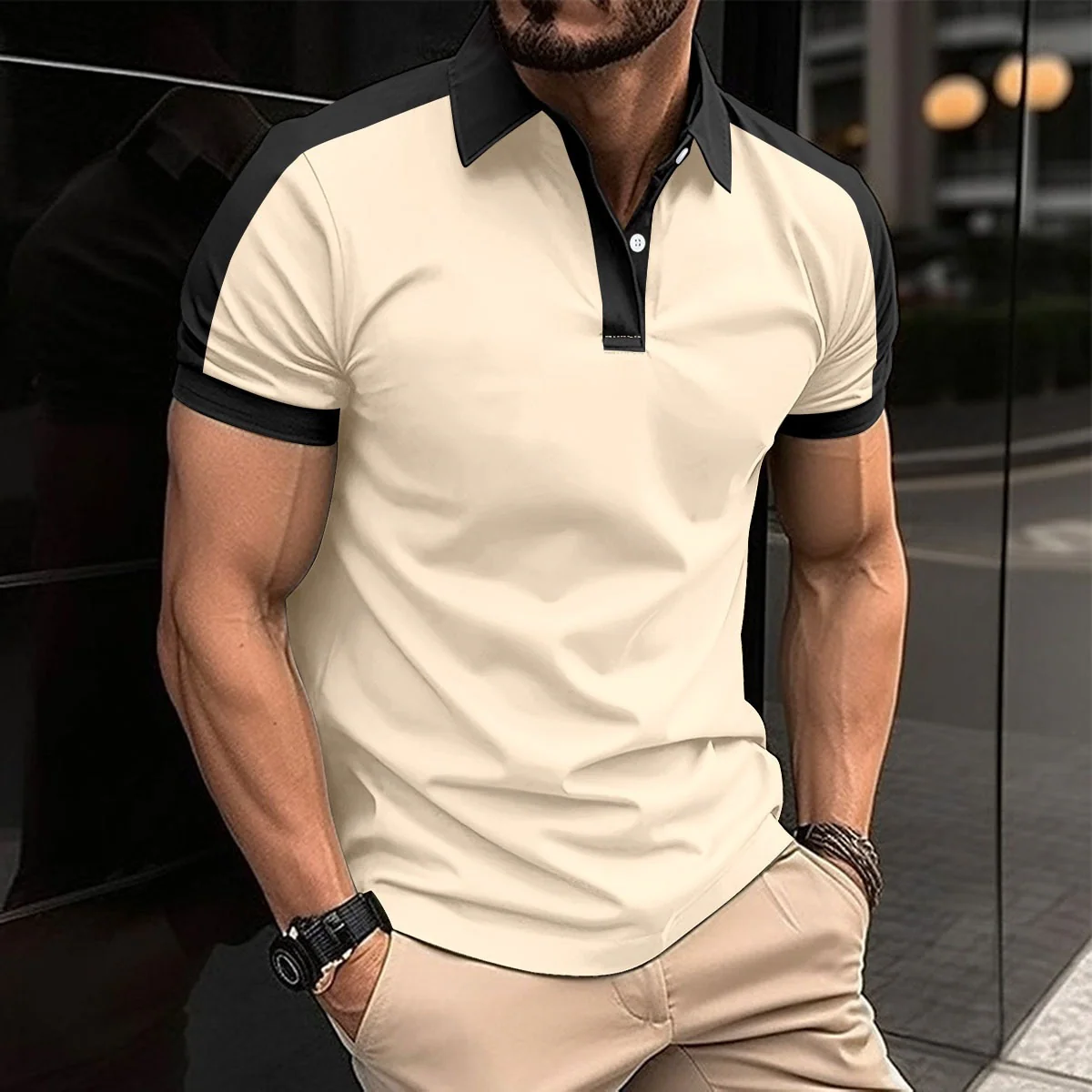 Lapel Fashion Large Size Twill Cotton Men's T-shirt POLO Shirt