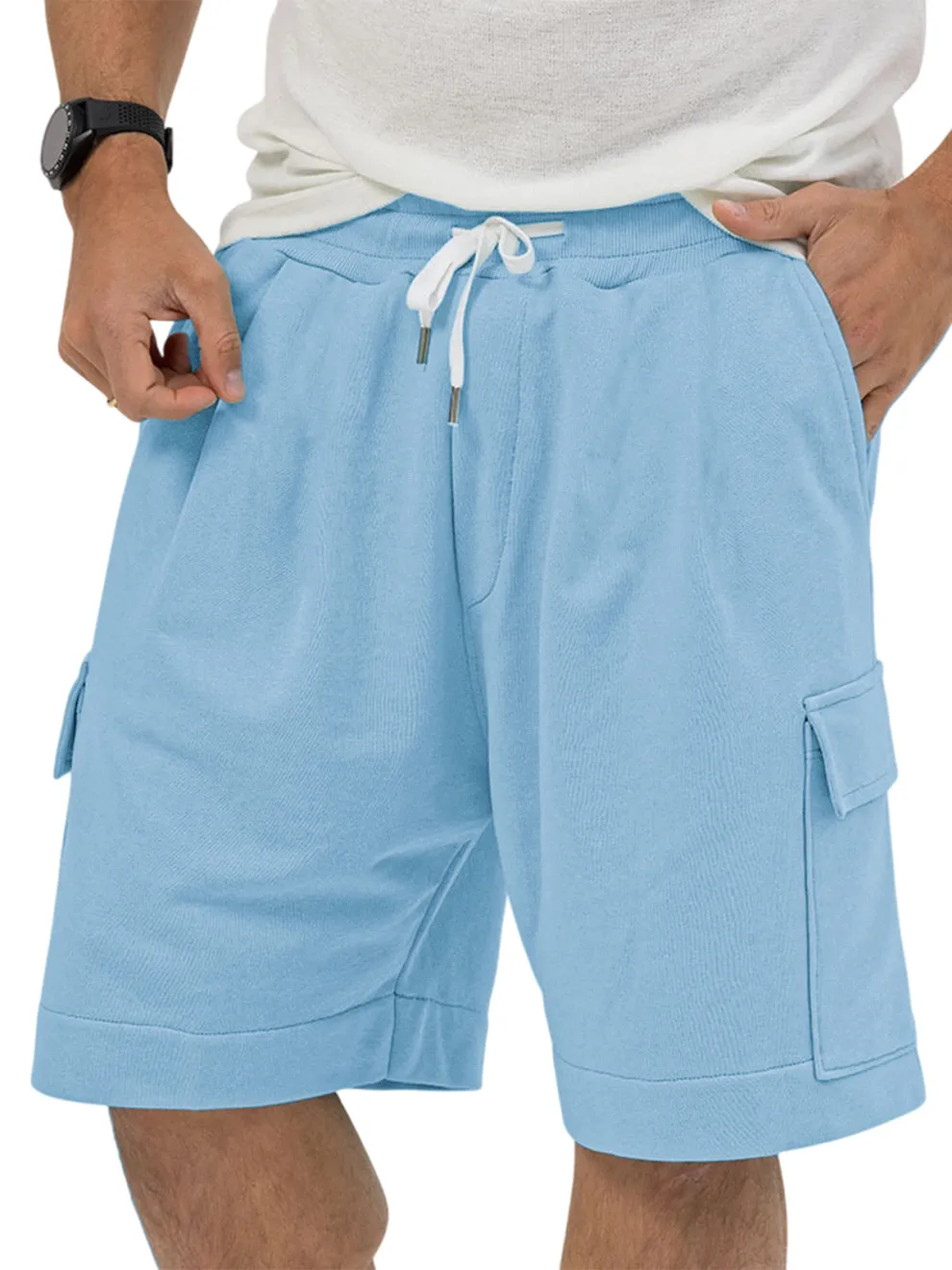 Men's Utility Multi-Pocket Bermuda Everyday Sports Lace-Up Shorts