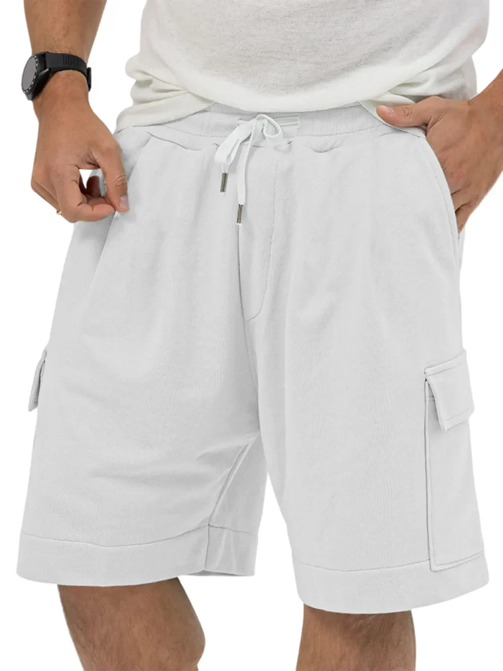 Men's Utility Multi-Pocket Bermuda Everyday Sports Lace-Up Shorts