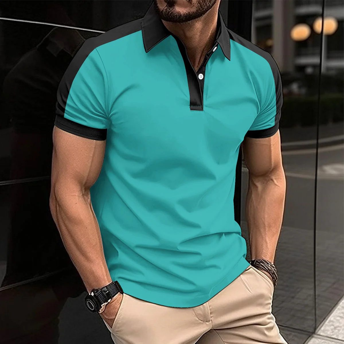 Lapel Fashion Large Size Twill Cotton Men's T-shirt POLO Shirt