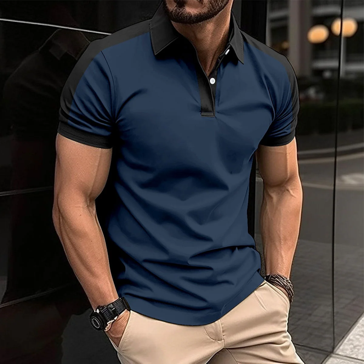 Lapel Fashion Large Size Twill Cotton Men's T-shirt POLO Shirt