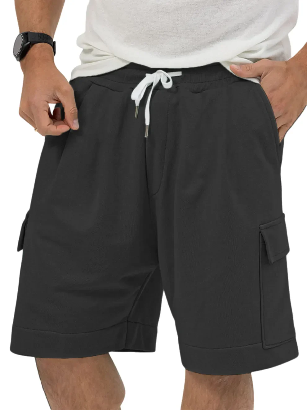 Men's Utility Multi-Pocket Bermuda Everyday Sports Lace-Up Shorts