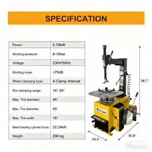 1.5 HP Tire Changer Wheel Changers Machine Rim Clamp 38