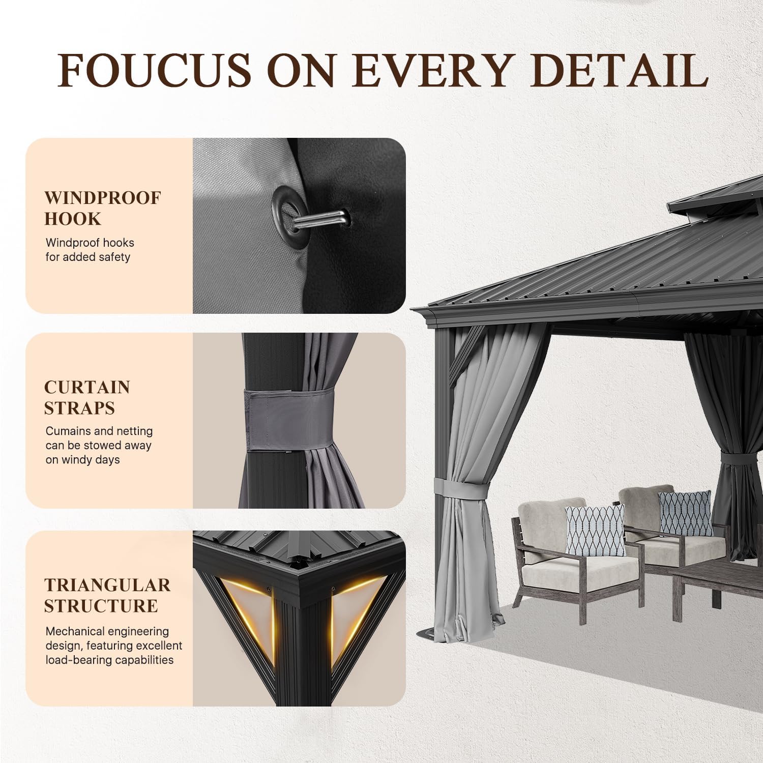 🔥 Final Day — Store Closing Clearance (Tariff Reasons). Limited Stock. First come, first served. Once gone, never back. 🔥12 Ft. W X 12 Ft. D Metal Patio Deluxe Gazebo