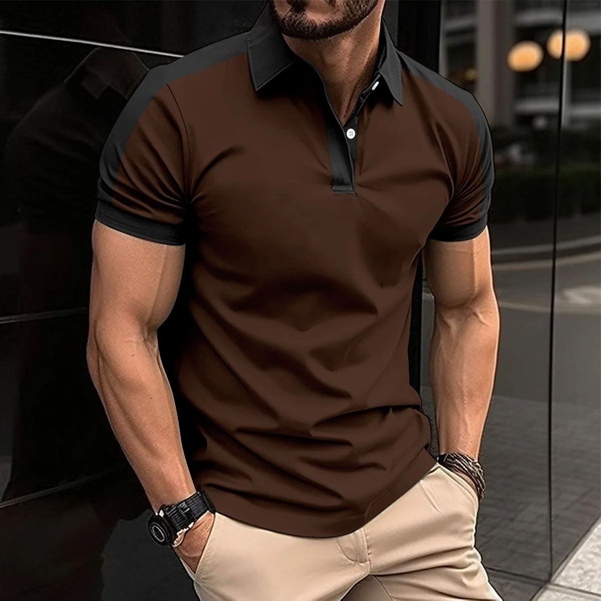 Lapel Fashion Large Size Twill Cotton Men's T-shirt POLO Shirt