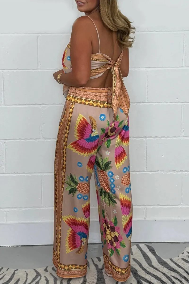 Women's Parrot Print Scarf & Trousers Co-ord