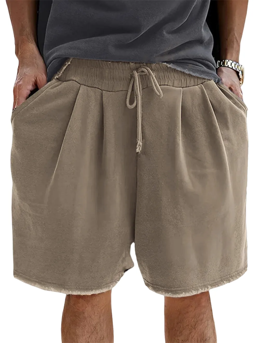 Men's Loose Cotton Vintage Pleated Lace-Up Sports Casual Daily Shorts