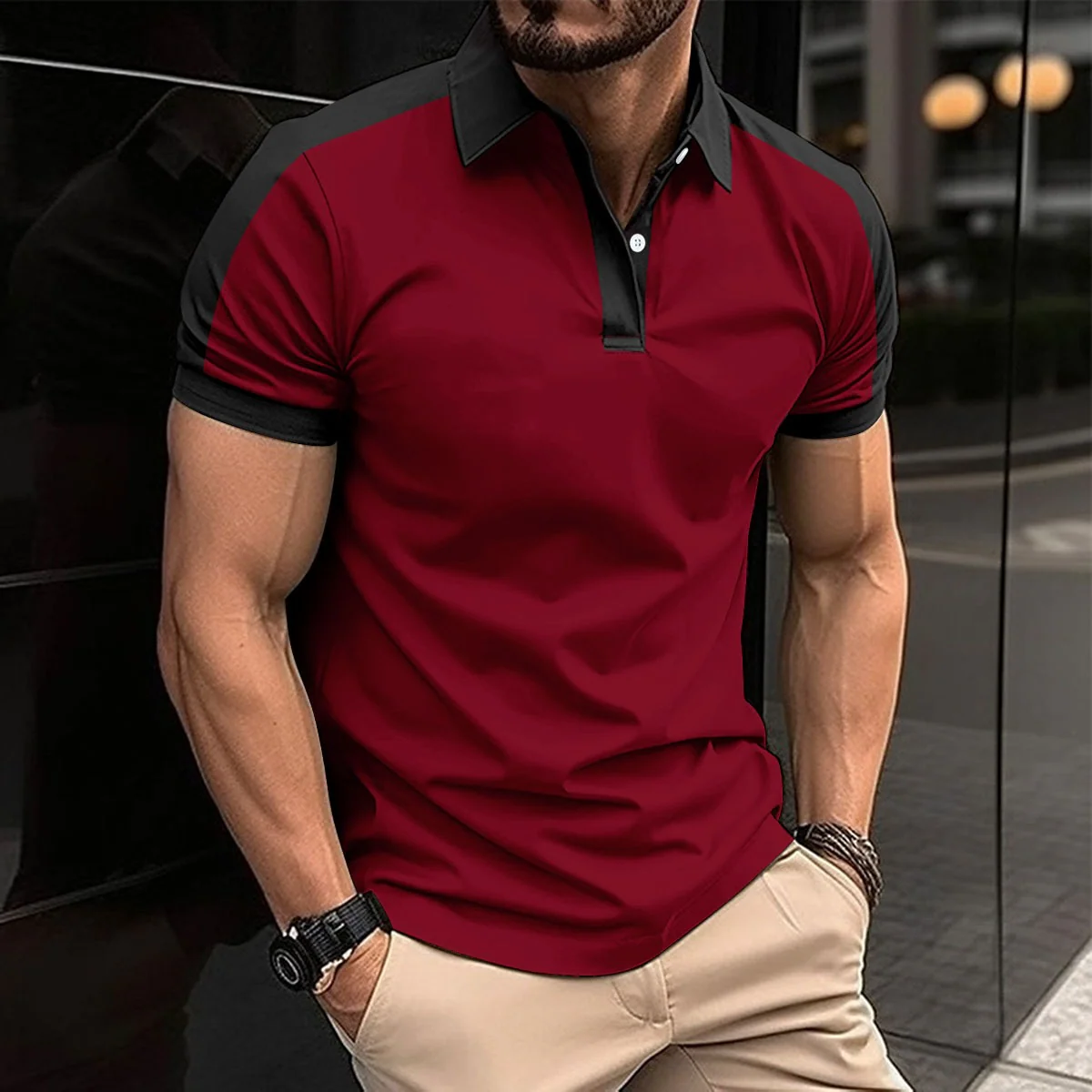 Lapel Fashion Large Size Twill Cotton Men's T-shirt POLO Shirt