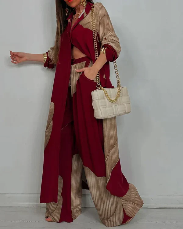 ✨Spring Sale - Women's V-Neck Printed Top & Pants Casual Set