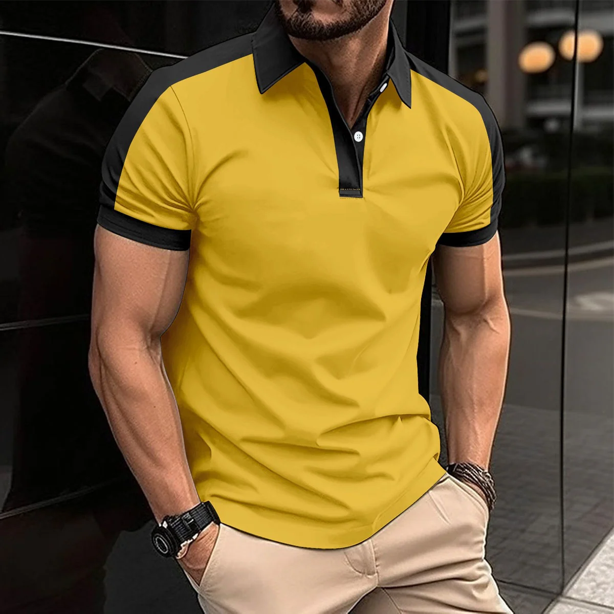 Lapel Fashion Large Size Twill Cotton Men's T-shirt POLO Shirt
