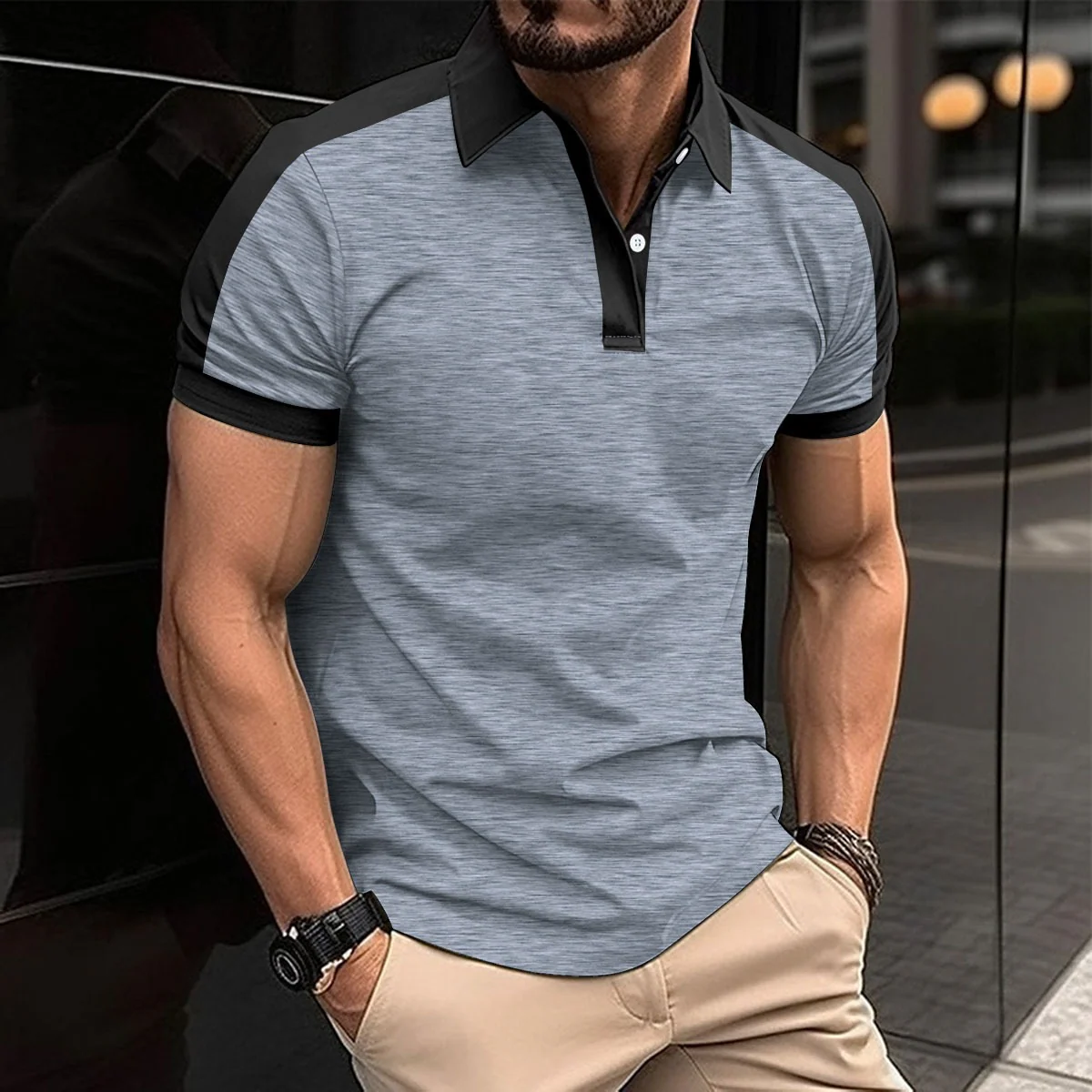 Lapel Fashion Large Size Twill Cotton Men's T-shirt POLO Shirt